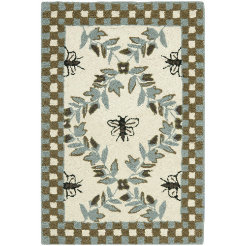 Lark Manor Hollander Handmade Wool Ivory/Light Blue Rug & Reviews Wayfair